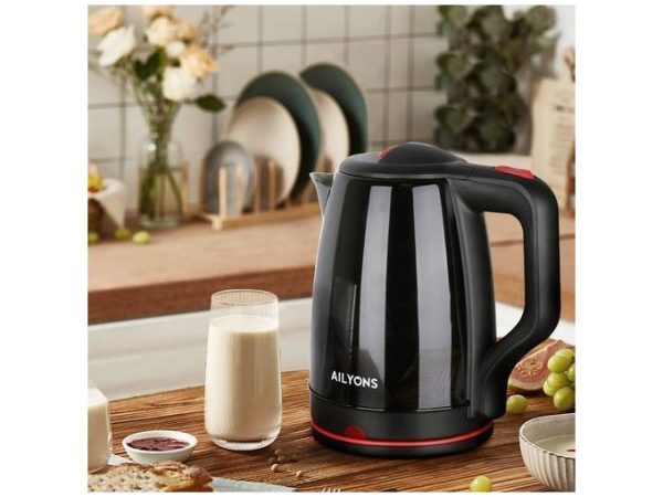 AILYONS FK-0310 Stainless Steel 2.2L Electric Water Kettle-Black (1YR WRTY)