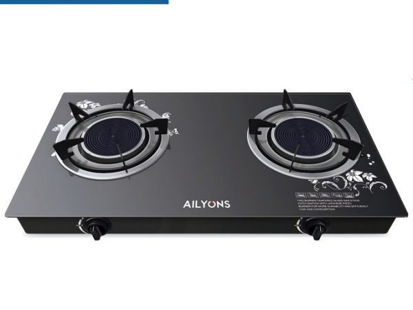 AILYONS GS005A-1, 2 Burner Glass Top Gas Cooker & Infrared Double Burner (1YR WRTY)