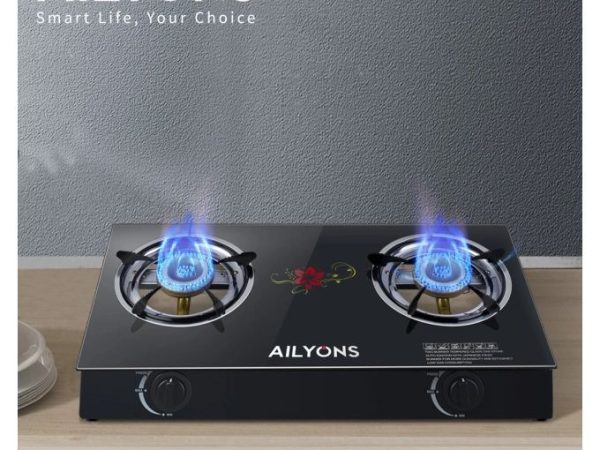 AILYONS GS014-1, 2 Burner Glass Top & Infrared Double Burner (1YR WRTY)