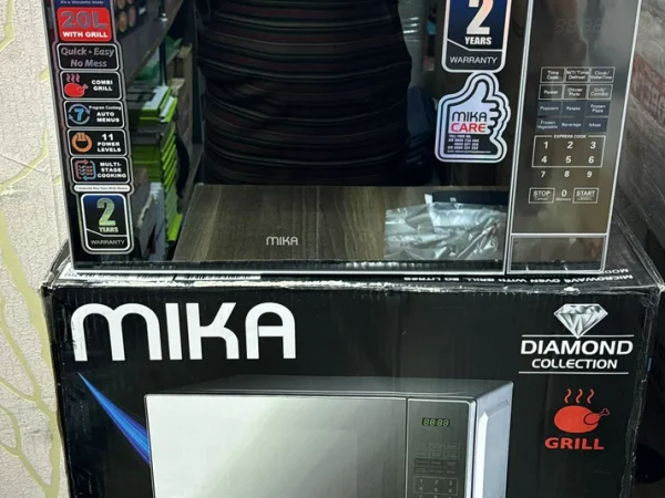 MIKA Microwave Oven, 20L, Digital, With Grill (Combi), Mirror Black