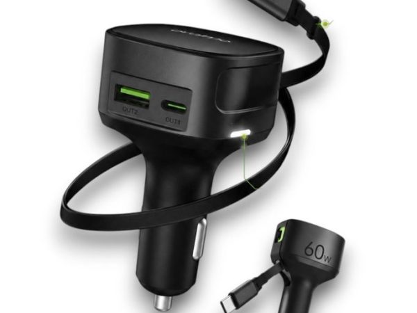 Oraimo Powerdrive 601 Pro OCC-7601T 60W Fast Car Charger With Built In Retractable Cable